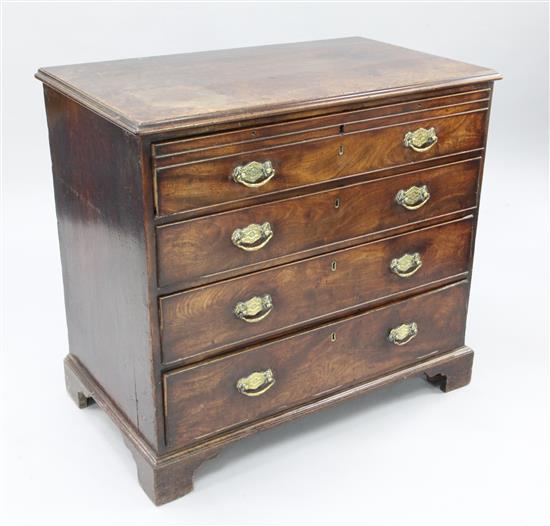 A George III mahogany secretaire chest, W.3ft
